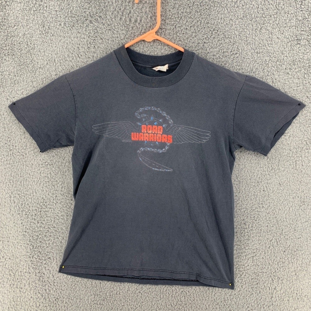 Vintage Road Warriors Black Cotton Single Stitch Graphic T-Shirt Men's Sz Medium